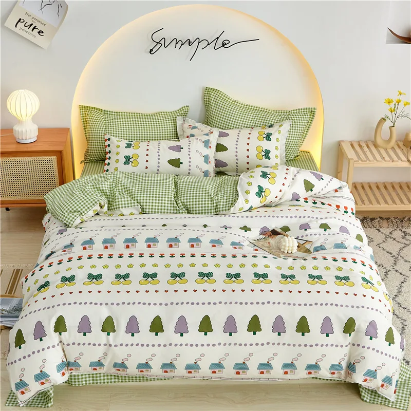 

Four-piece Set of Bedding for Students' Dormitory, Three-piece Set of Quilt Cover Gift Group Home Textile Kit Bedding Set