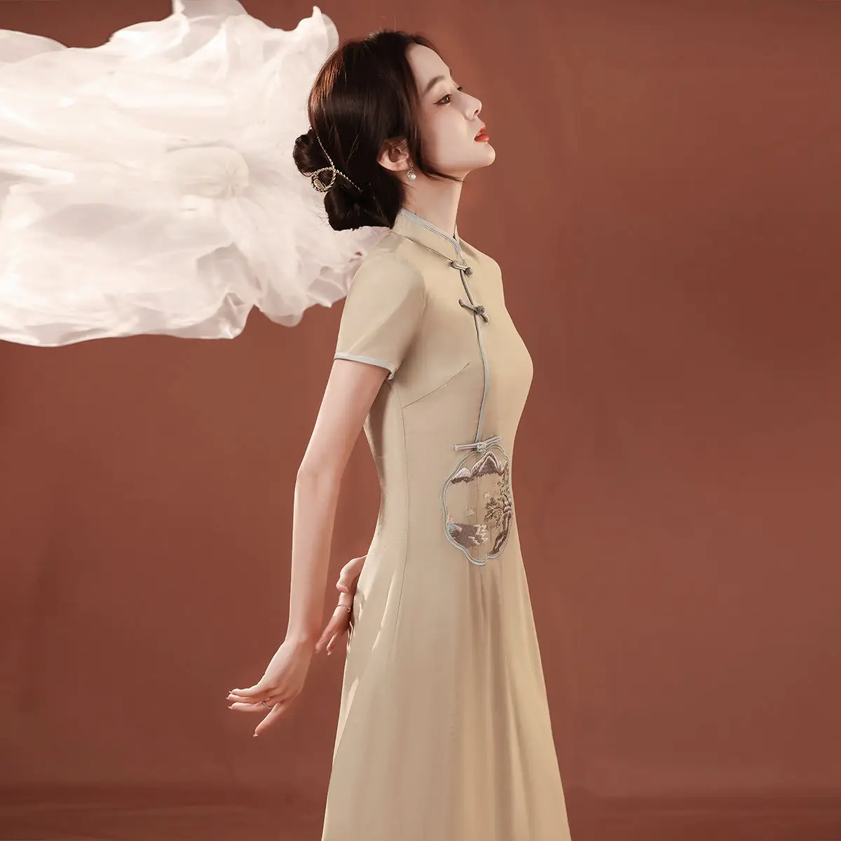 

2021 summer improved cheongsam loose Girl Dress retro Chinese women's dress