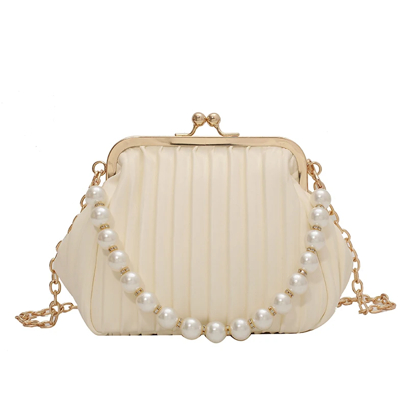 

Luxury Brand pearl 2021 Fashion New female Tote bag Quality PU Leather Women's Designer Handbag Chain Shoulder Messenger bags