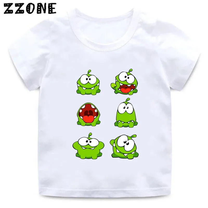 Лидер продаж забавные детские футболки с героями мультфильмов Om Nom Frog для