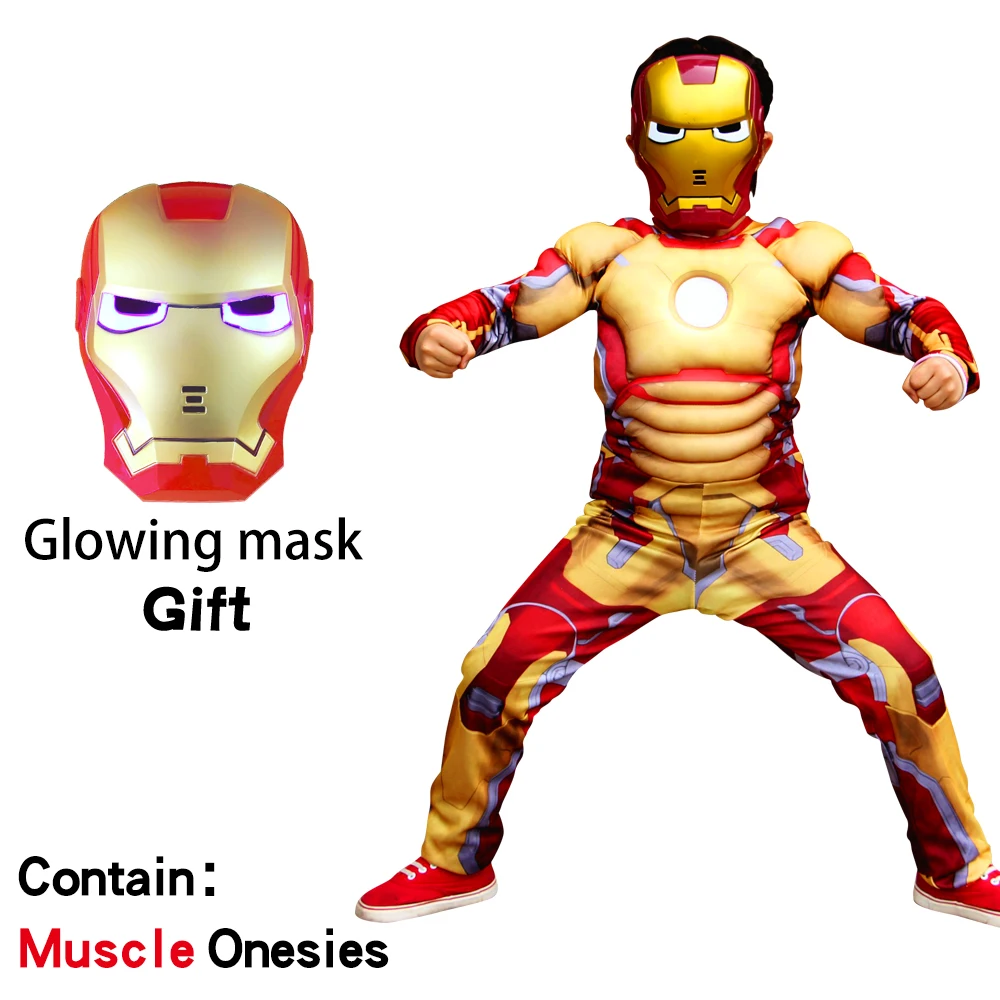 Muscle with mask Рождественский костюм, одежда супергероя, комбинезон, Капитан Америка, Супермен, Бэтмен, Халк, Тор, мускулы, костюмы для косплея, подарок на Хэллоуин - Цвет: Muscle with mask