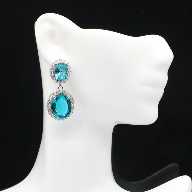 Женские серебряные серьги SheCrown с кубическим цирконием 35x16 мм|925 silver earrings|silver czwomen