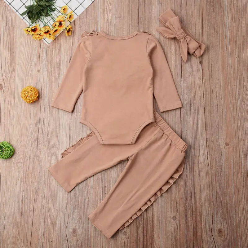 Goocheer/осенне весенний однотонный розовый костюм для новорожденных девочек топы с