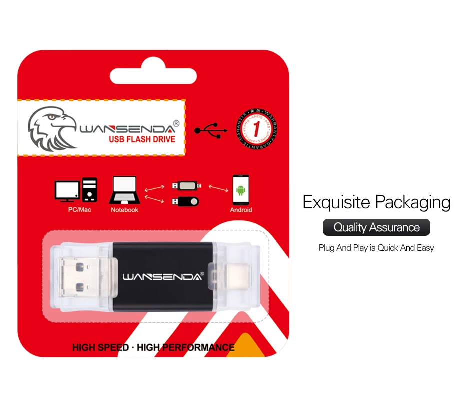 WANSENDA 2 в 1 TYPE-C USB3.0 USB флеш-накопители 256 ГБ 128 Гб 64 ГБ 32 ГБ 16 ГБ флеш-накопитель для Android/PC Внешний usb-накопитель