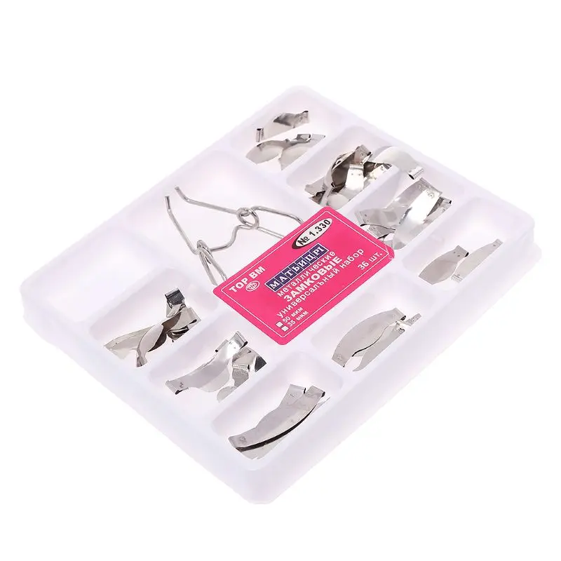 

36 pcs Dental Saddle Contoured Metal Matrices Matrix Universal Kit with Spring Clip