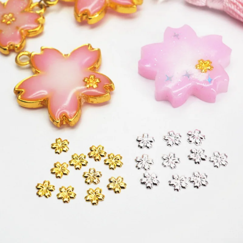 

100pcs DIY Gold Silver Stereo Flower Stuff Jewelry Fillings Pendant Accessory Charms Handmade UV Resin AB Crystal Glue Seal Art