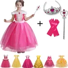 Платье принцессы для девочек, костюм для косплея, детская зимняя Рождественская одежда для детей, костюм красавицы и чудовища Вечерние