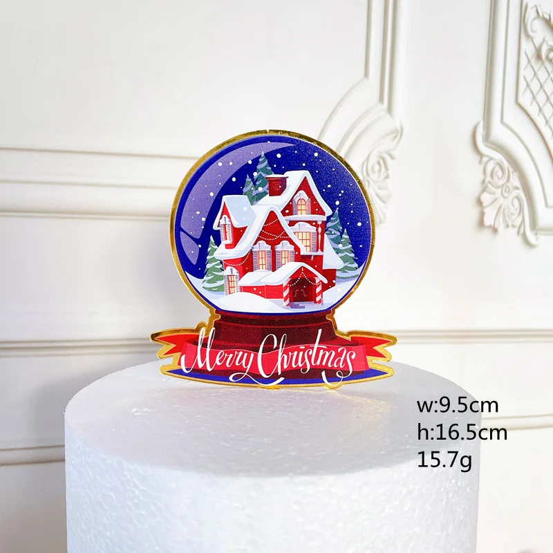 

New Merry Christmas Party Acrylic Cake Toppers Color Santa Claus Xmas Cake Topper for Home Happy New Year Party Cake Decorations