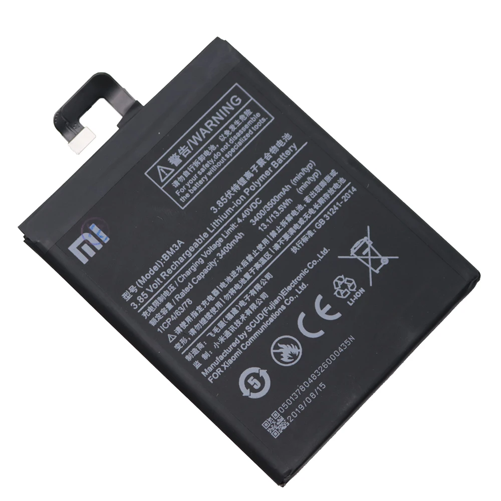 

Xiaomi Original Mi Note3 Phone battery Model BM3A Battery Capacity 3400mAh Battery Voltage Limit 3.85V For Xiaomi Mi Note3