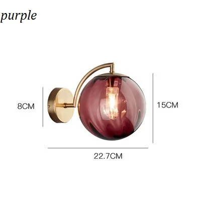 Purple LukLoy постсовременная стеклянная настенная лампа светодиодный светильник настенный светильник для спальни прикроватный светильник стеклянный внутренний скандинавский Настенный Бра Гостиная - Цвет абажура: Purple