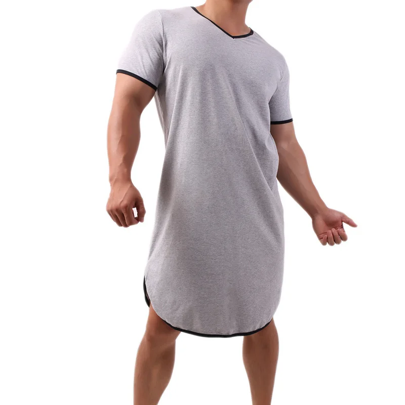

Mens Onesies Nightshirts Sleep Shirt Cotton Short Sleeve Loose Pajamas Breathable Nightgown Soft Long Robes One-Piece Pajamas