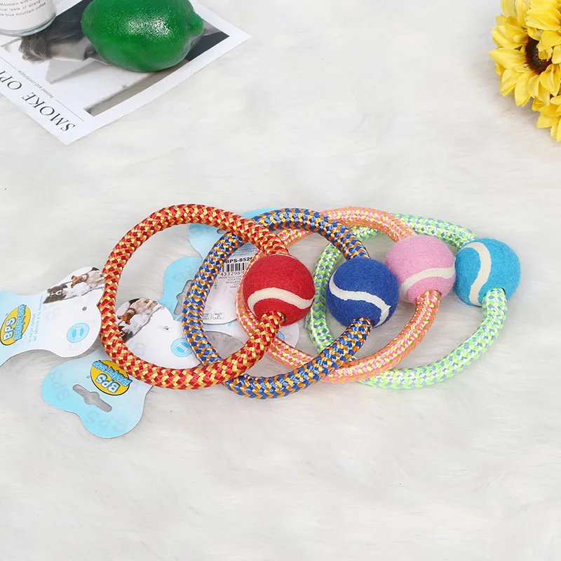 

Dog Molar Cleaning Teeth O-shaped Cotton Rope Plus Ball Toy Pet Chewing Interactive Training Supplies Dog Molar Toy Pet Supplies