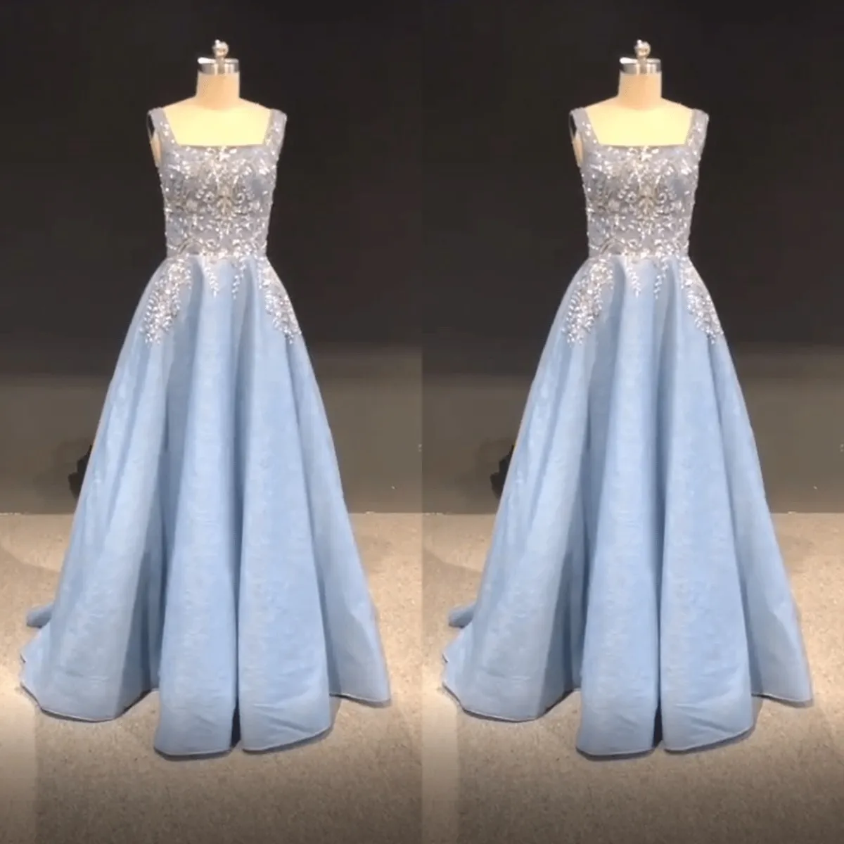 

Женское вечернее платье, с квадратным вырезом, бисером и блестками