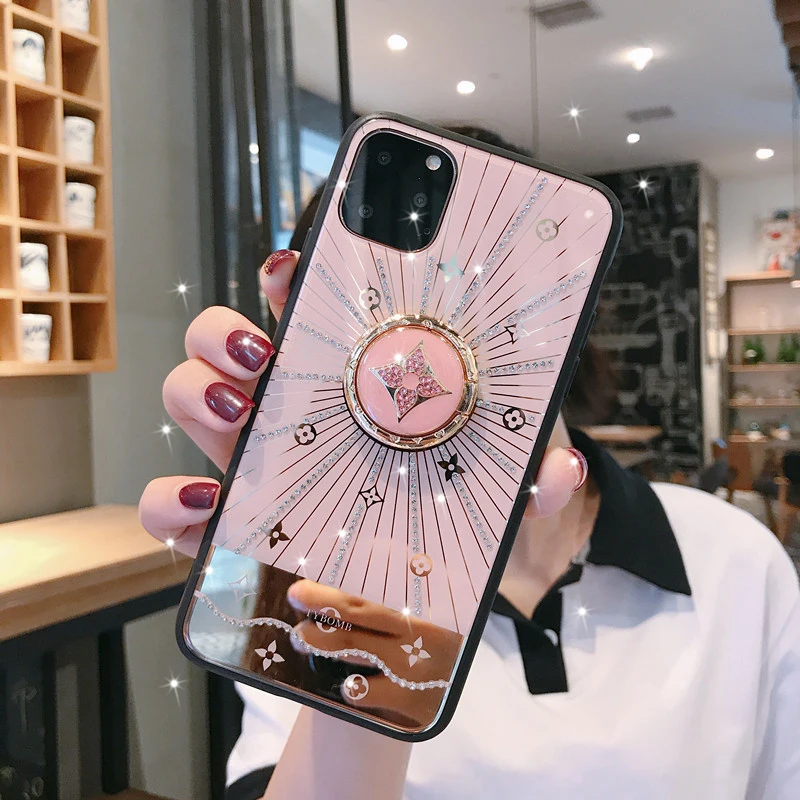 gold Для Apple iphone 11 чехол роскошный Алмазный с кольцом подставка Золотой защитный чехол для iphone 11 Pro Max iphone 11 11Pro - Цвет: gold