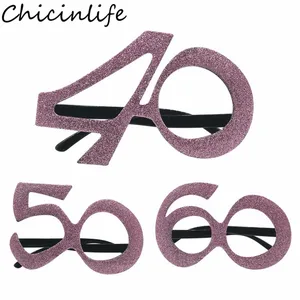 Chicinlife 1 шт. очки цвета розового золота 40 50 60 лет взрослые очки для дня рождения для мужчин женщин мужчин забавная оправа для очков принадлежности для юбилея