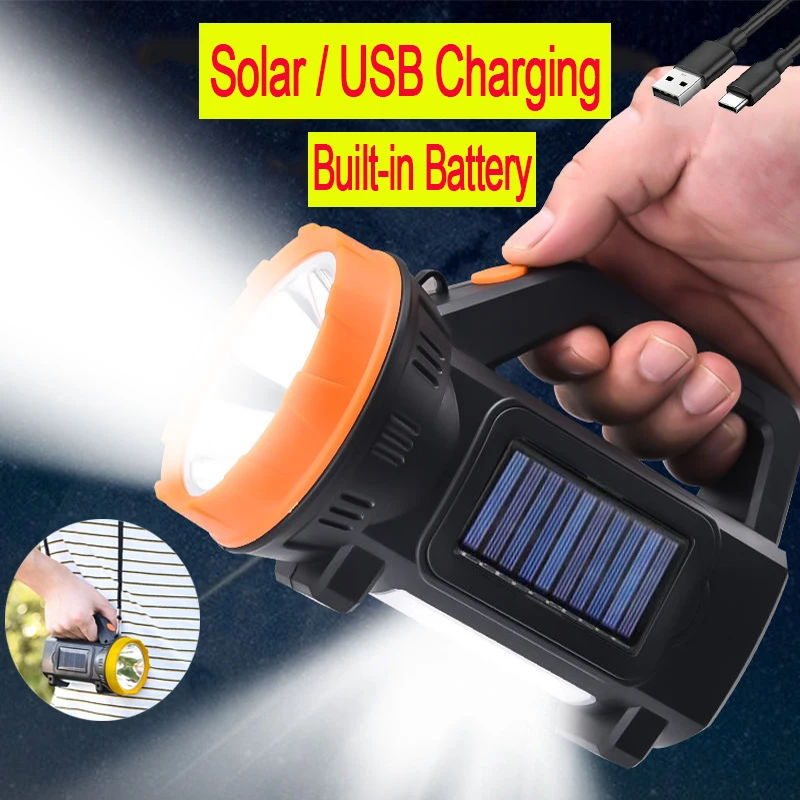 

Фонарь поисковый портативный на солнечной батарее, 250 Вт, водонепроницаемый, с зарядкой от USB