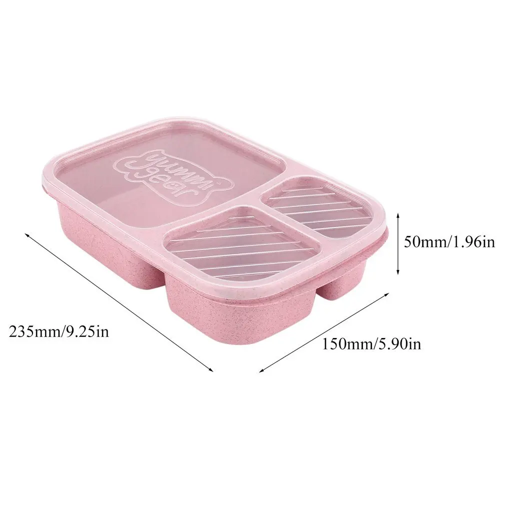 

Wheat Straw Bento Box 3 Grids With Lid Microwave Food Box Biodegradable Storage Container Lunch Bento Box Dinnerware Set