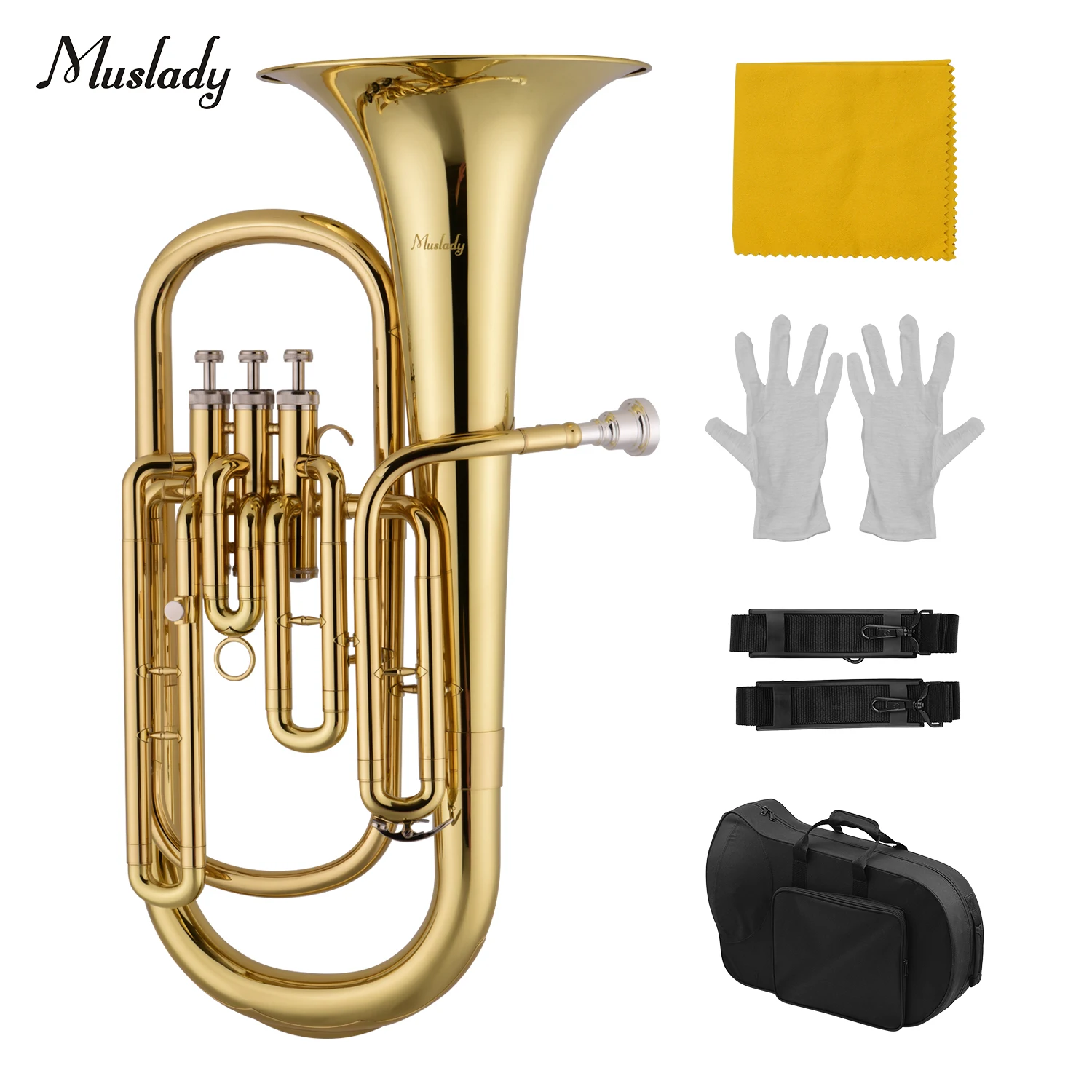 Muslady латунь бемоль баритон Bb духовой инструмент золотой лак поверхность с