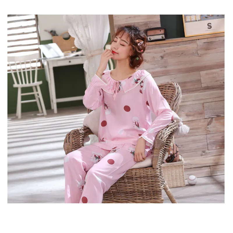 

Women's Autumn Two-piece Home Suit for Spring and Summer Long-sleeved Loose Pants Pajamas Women Winter Home Wear Nightgowns