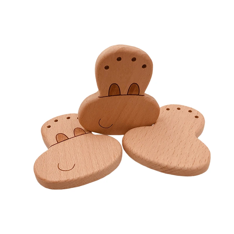 Kissteether-mordedor de madera para beb&eacute; reci&eacute;n nacido, juguete org&aacute;nico, sonajero de madera, abalorios para beb&eacute;, mordedor de madera de haya natural-2