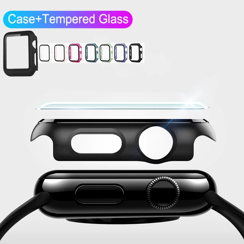 360 Полное Защитное стекло для Apple Watch Series 5 4 3 2 1 матовый пластиковый чехол бампер