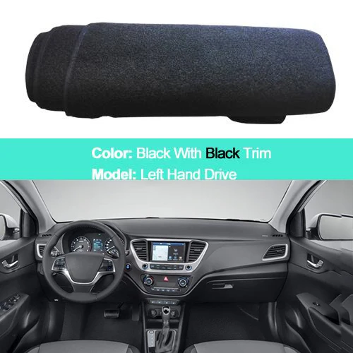 LHD Black 2-слойный автомобильный внутренний коврик для приборной панели для hyundai Solaris 2 Accent Verna солнцезащитный коврик для автомобиля - Название цвета: LHD Black