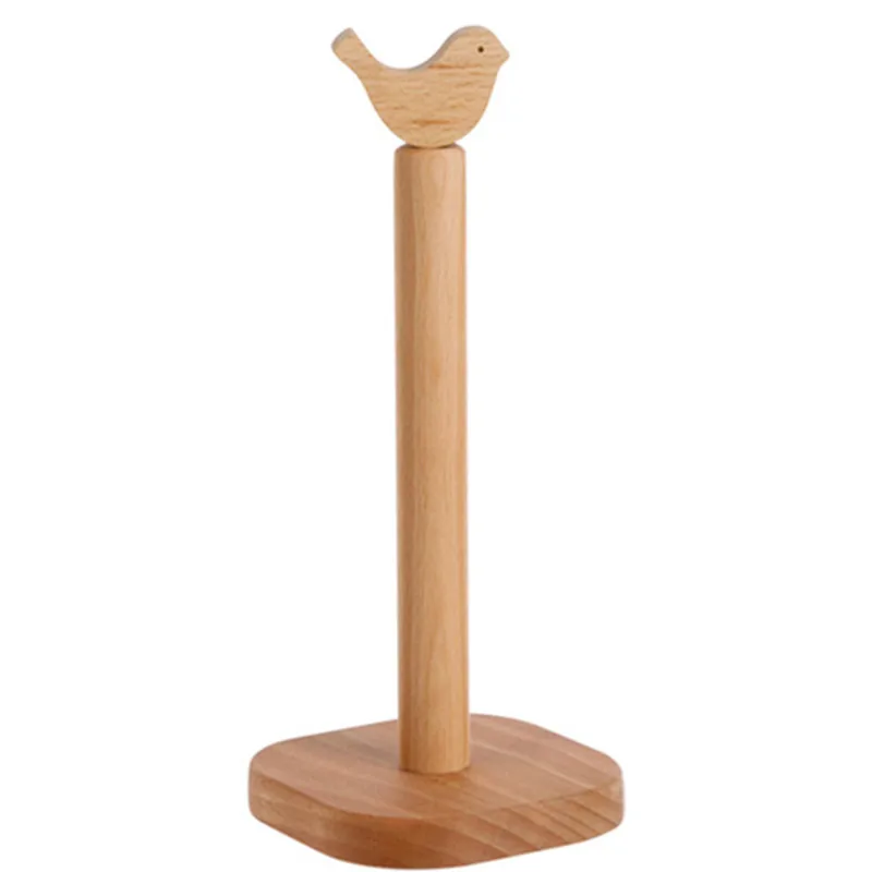

Paper Towel Rack Shelf Kitchen Countertop Solid Wood Vertical Toilet Paper Holder Cute Lengthened Kitchen Paper Towel Wood