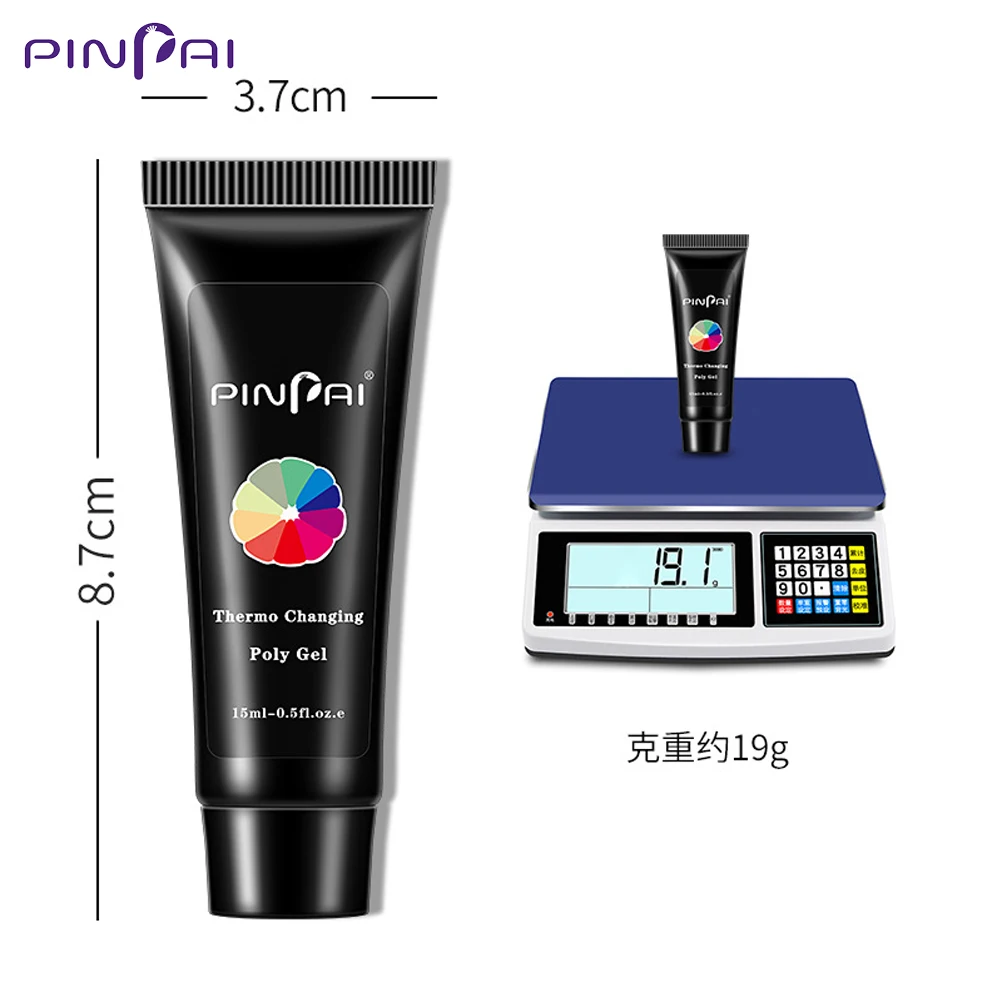 

Pinpai New Thermal Nail Extension Poly Acrylic Gel Polish Temperature Color Change Nail Art Gel Builder Soak Off UV Gel Varnish