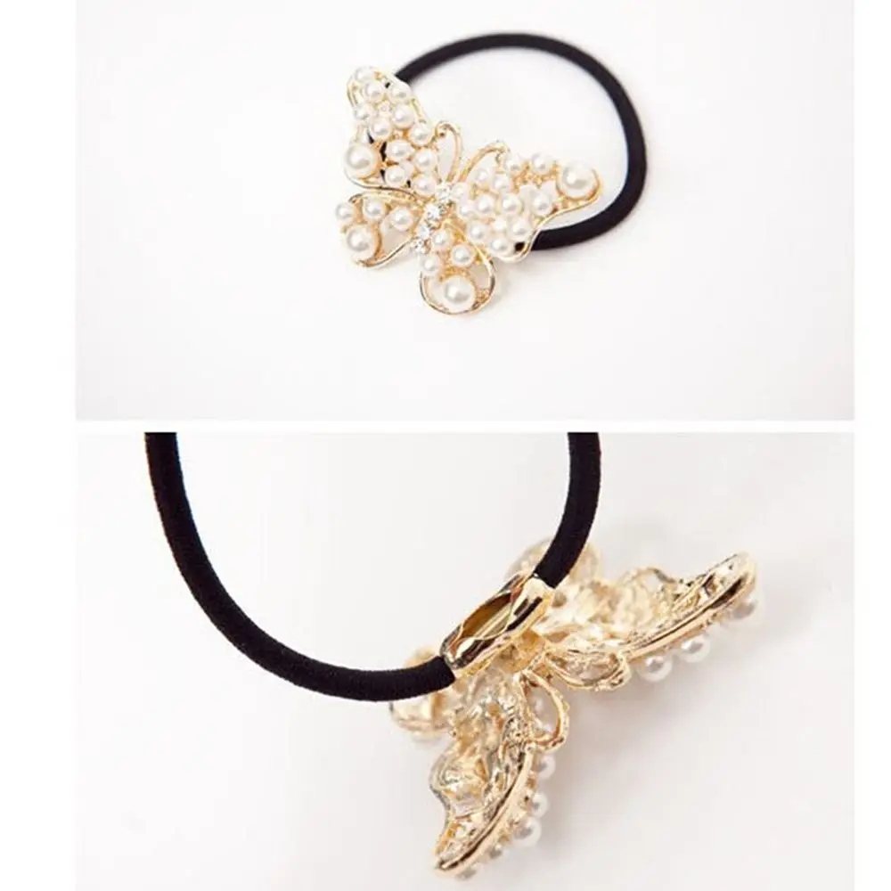 Женские искусственные жемчужины Бабочка веревка для волос Очаровательная