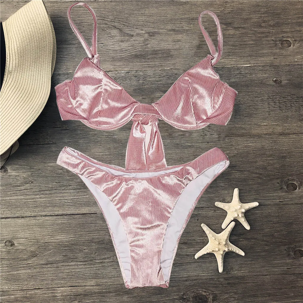 

Push Up Bikini Mujer 2020 Women's Swimsuit Solid Swimwear High Waist Bikini Set Brazilian Beach Bathing Suit maillot de bain Hot