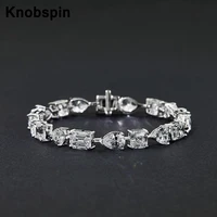 knobspin romantic 100 925 sterling silver water drop wedding bracelets for women high carbon diamond fine jewelry wholesale
