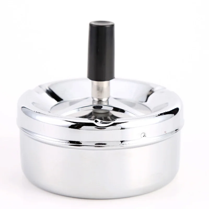 

Smoking Accessories Stainless Steel Ashtray Round Push Down Cigarette Ashtray with Rotating Tray CLH@8