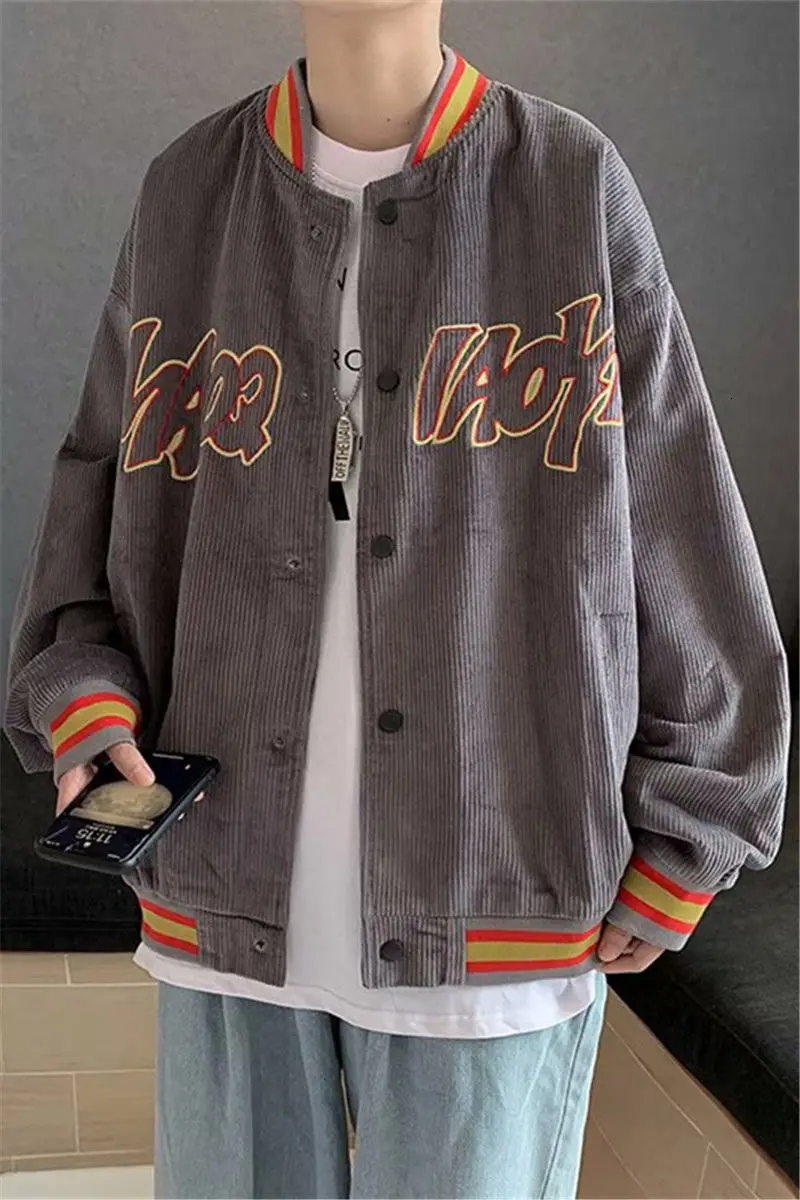 

2020 Autumn And Winter New Youth Popular Loose Personality Letter Printed Corduroy Jacket Fashion Casual All-match Top