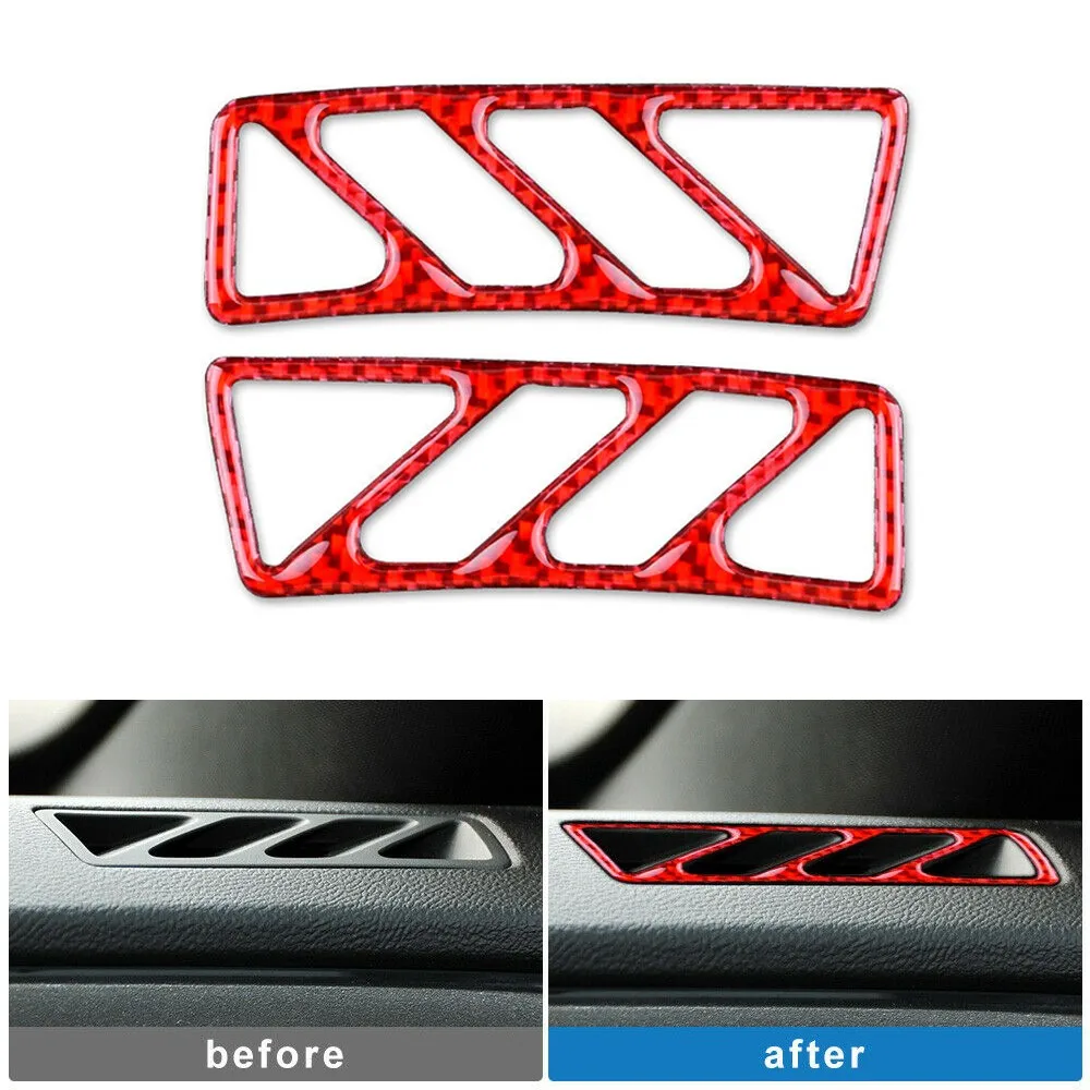 

Sticker Air Outlet Cover Accessories Car Parts Real Carbon Fiber Look Red