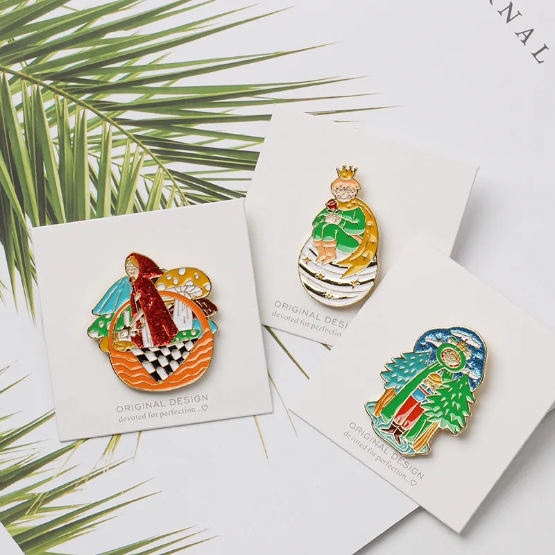 

Cartoon Fairy Tale Little Red Riding Hood The Little Prince Hard Enamel Badge Brooch Creative Backpack Lapel Pin Party Brooch