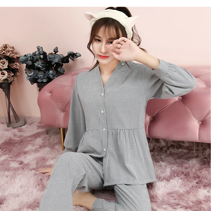 

Loose Large Size Princess Style Cotton Home Service Pajamas Cotton Women'S Long-Sleeved Cute Round Neck Spring Autumn Sleepwear