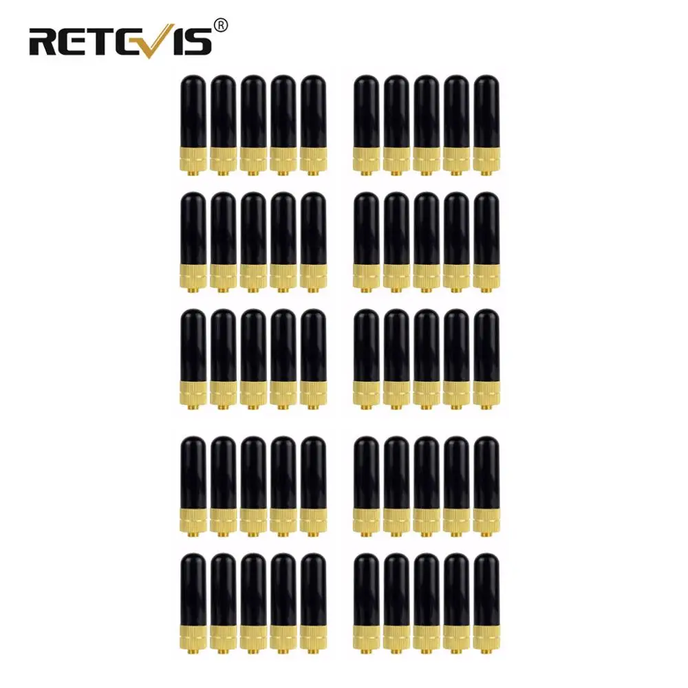 50pcs Retevis RT-805S VHF UHF Antenna SMA-F Short Antenna For Kenwood Baofeng UV-5R BF-888S Retevis H777 RT-5R UV-82 C9022A