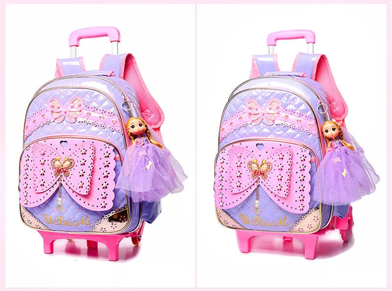 Школьные сумки с колесами Mochilas, детские милые рюкзаки, 6 детских чемоданов на колесиках для девочек, рюкзак на колесиках для детей 6-10 лет, Escolar