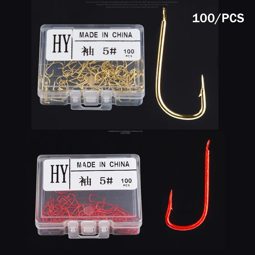 100 шт./лот маленький рыболовный крючок 6 размеров для ловли карпа заостренный из