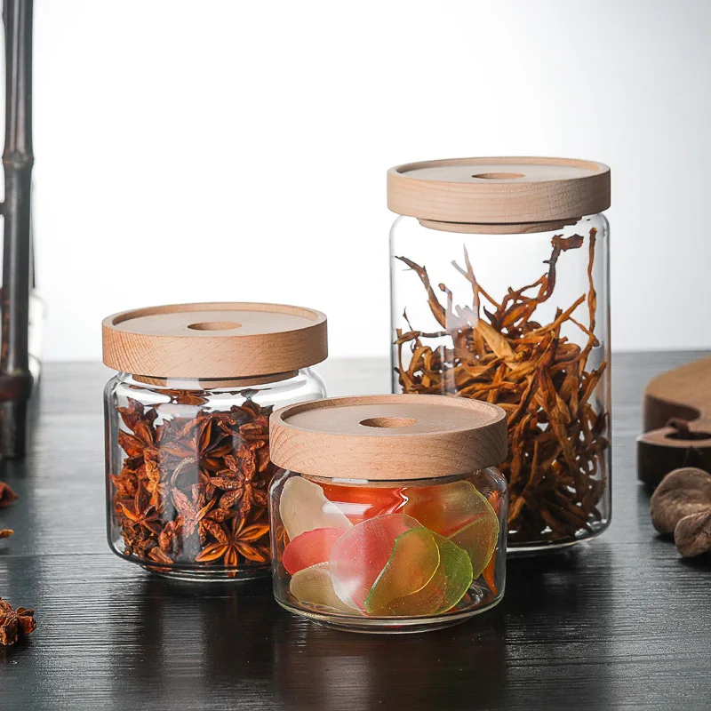 

Spice Jars Heat-resistant Glass Coffee Jars Tea Sealed Storage Tank Cereals Pasta Storage Tank Organizer Kitchen Containers