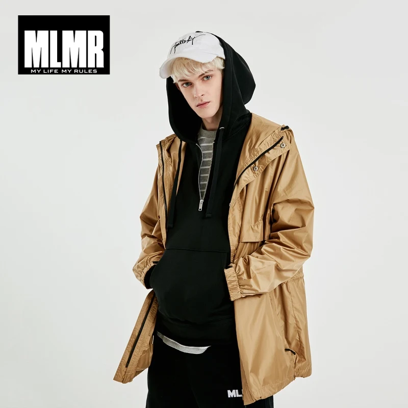 

JackJones Men's Hooded Letter Print Mid-length Trench Coat|MLMR Streetwear 219121538