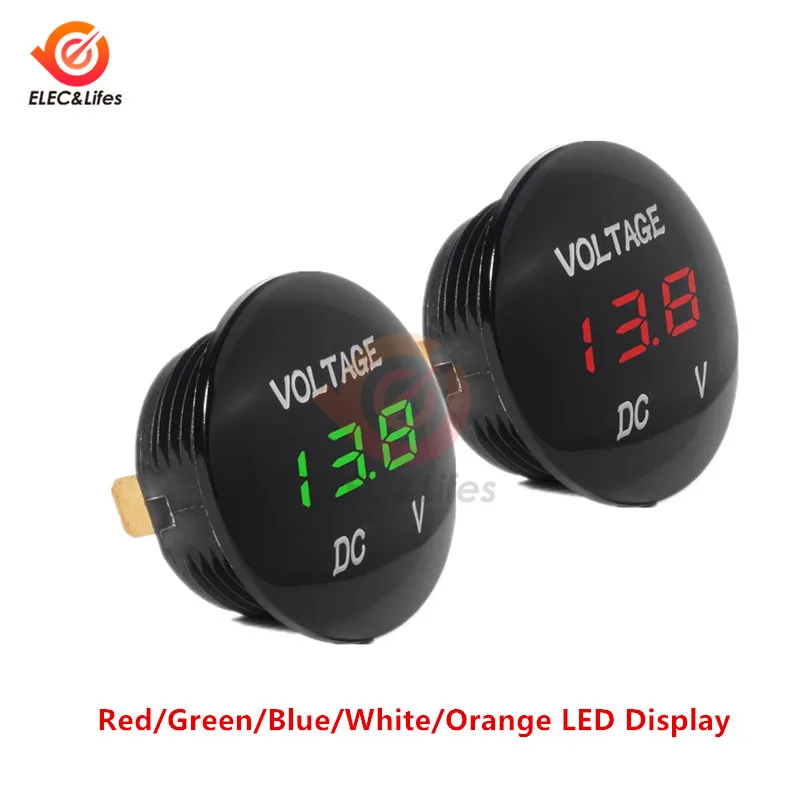 DC 5V 48V 3 Биты Мини цифровой вольтметр круглый Водонепроницаемый LED Панель тестер