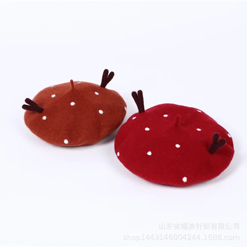 

NEW fashion Sweet Warm Wool Women Antler Ears Beret Winter Hat Christmas Gift Handmade Holiday gift