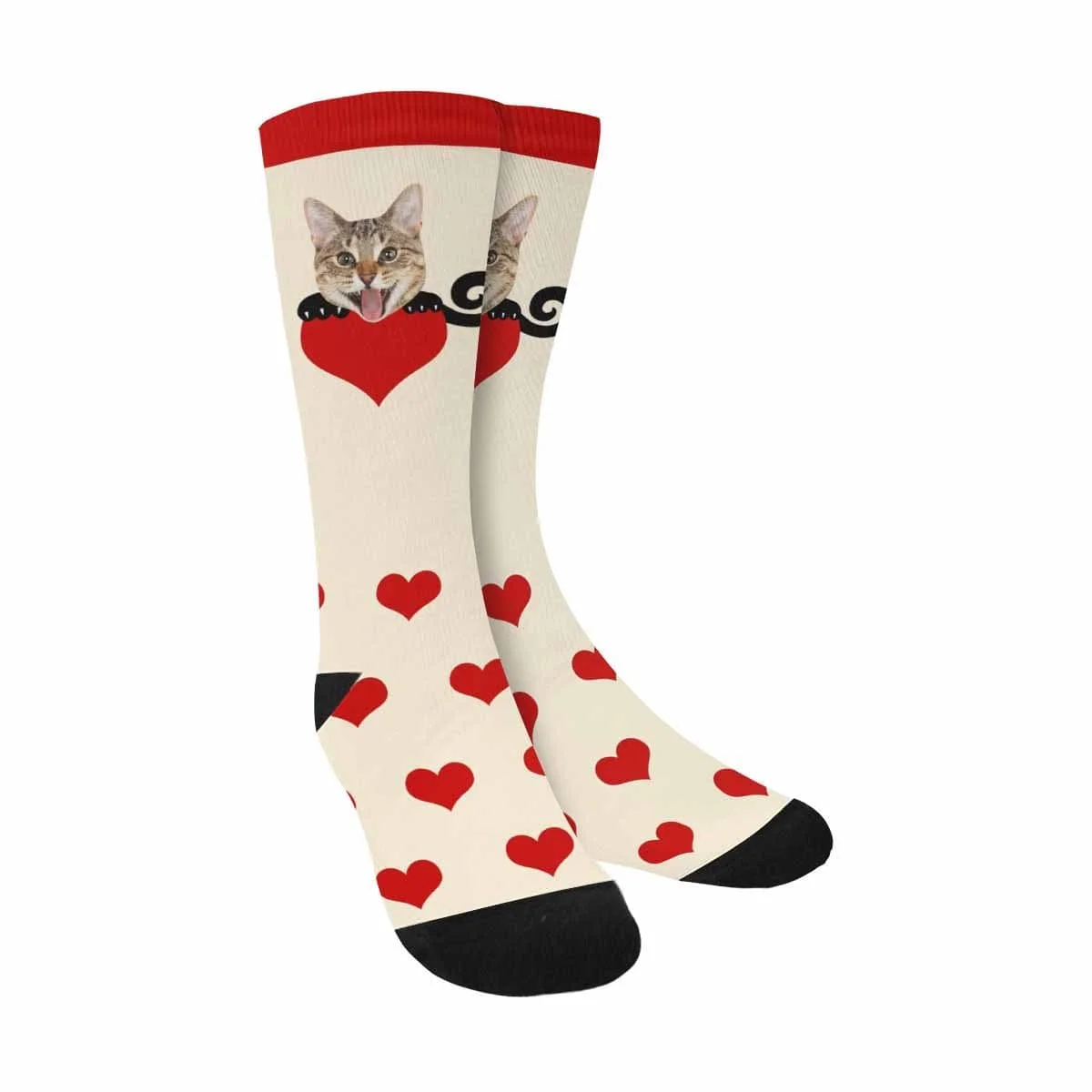 

Custom Face Love Kitten Red Sublimated Crew Socks