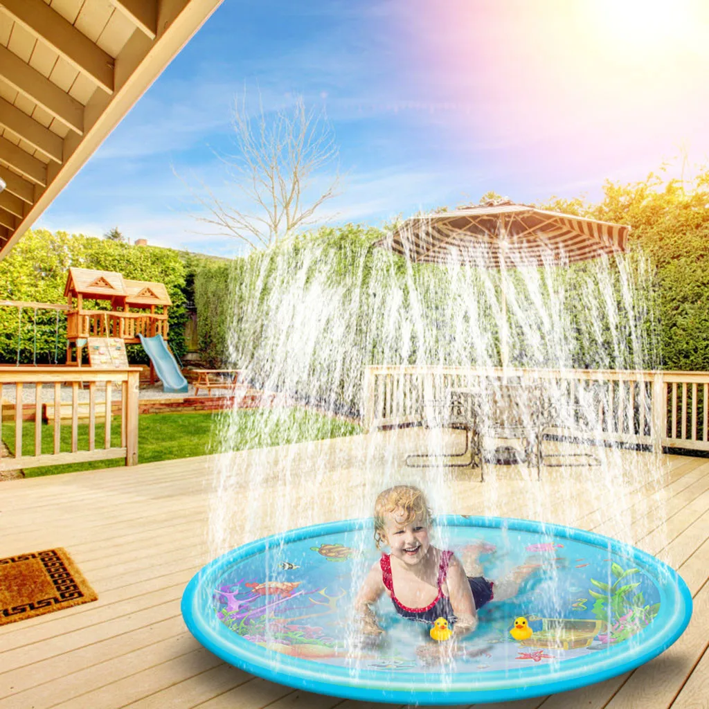 

Inflatable Kid Pool 170cm Splash Play Pool Fun Water Playing Sprinkler Mat Yard Outdoor PVC Mini Round Spray Swimming Pools A50