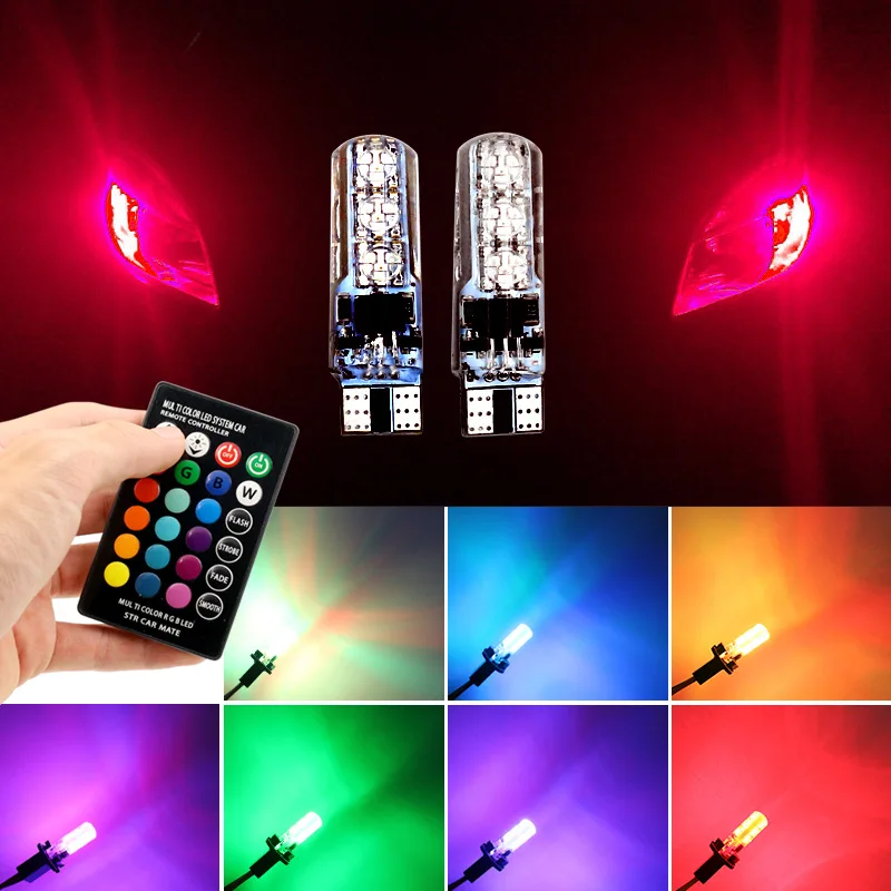 T10 RGB LED Bulb Car Dome Reading Light Automobiles Wedge Lamp for RALLIART Logo L200 Outlander ASX Lancer Pajero Eclipse | Автомобили и