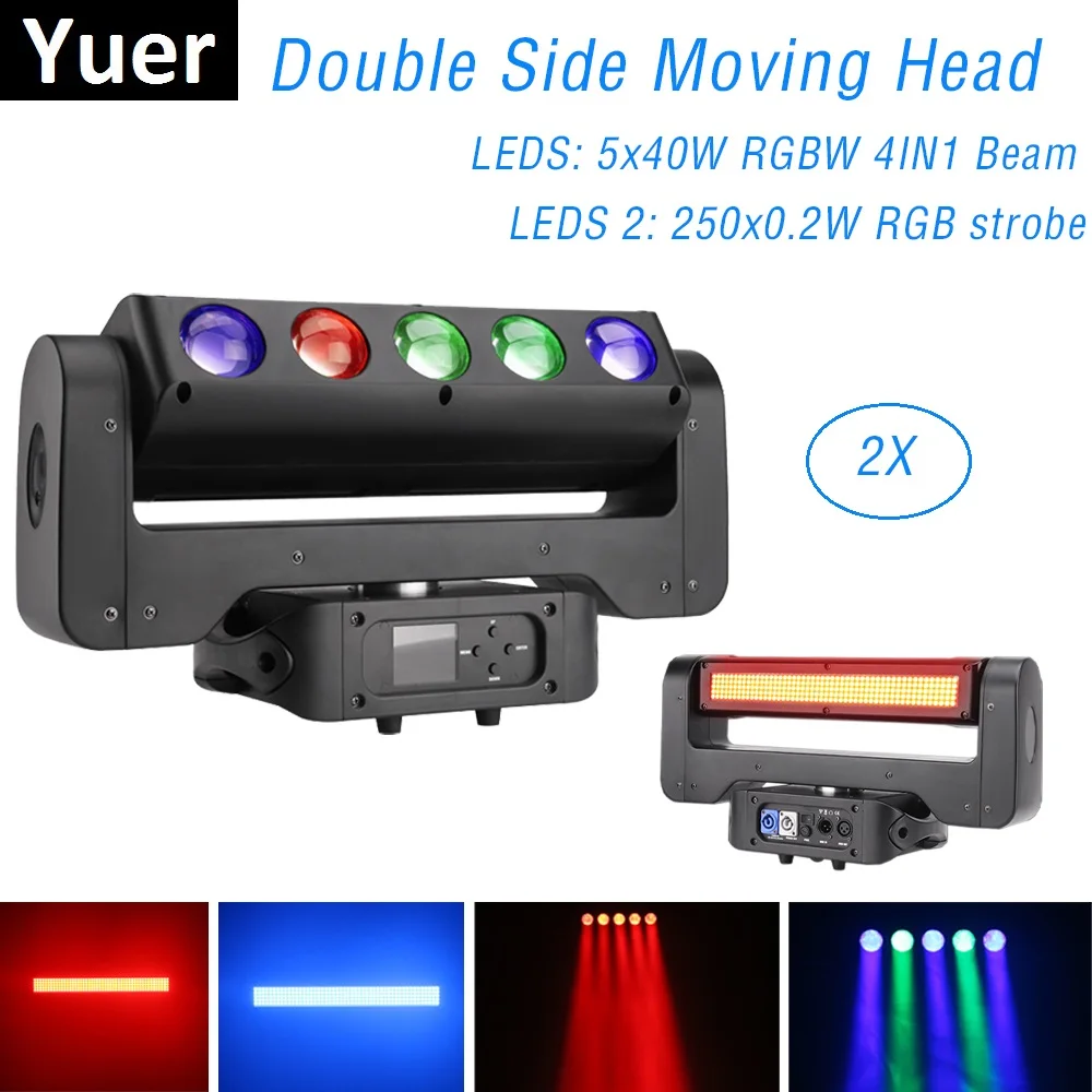 2 шт./лот 5x40 Вт RGBW 4 в 1 250x0 RGB Стробоскоп двухсторонний 5 глаз светодиодный