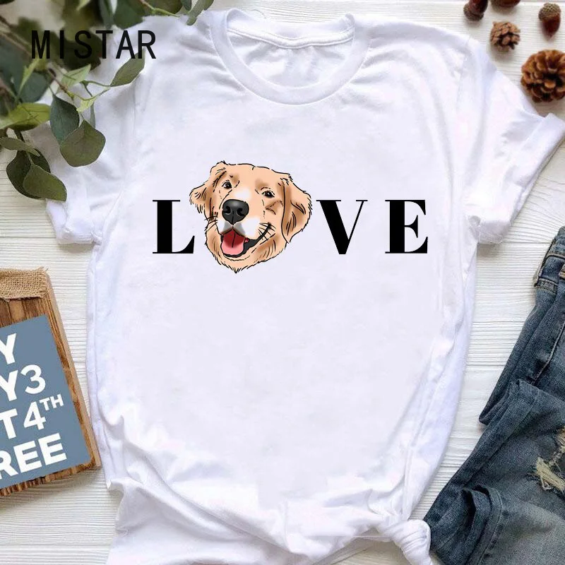

Just A Girl Who Loves Golden Retrievers Graphic Tees Women Pet Dog Mom/Lover Mothers Day Gift Funny Tshirt White T-Shirt Summer