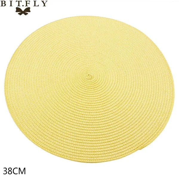 yellow 4 шт PP коврик для обеденного стола, тканый коврик для столовых приборов, термостойкие чаши, кофейные чашки, подставка для посуды, коврик для дома, кухни, вечерние принадлежности - Цвет: yellow