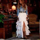 Женская длинная юбка, белая Многоуровневая юбка на молнии с высоким разрезом сбоку, на заказ